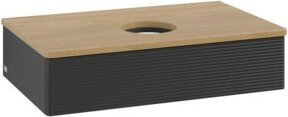V&B Waschtischunterschrank Antao mit Frontstruktur in Eiche Honigbraun lackiert, B/T/H: 80 x 50 x 19 cm - Bild 1