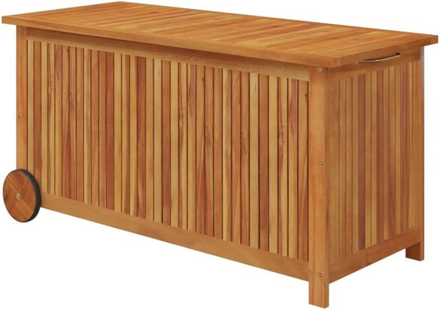 vidaXL Gartentruhe aus Massivholz Akazie mit Rollen, Braun, B/T/H: 113 x 50 x 58 cm - Bild 1