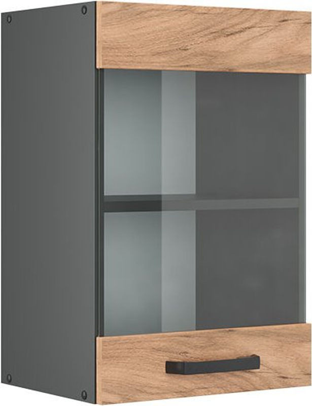 Vicco Hängeschrank R-Line Küchenglasschrank mit Drehtüren in Eiche Natur, B: 40 cm, H: 60 cm, T: 31 cm - Bild 1