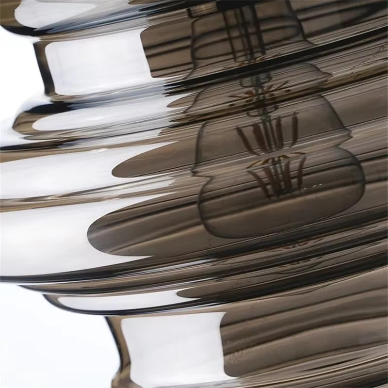 JIANKEXING Designer-Hängeleuchte aus Glas im Industrial-Stil, transparente Pendelleuchte für Esszimmer, Küche oder Treppenhaus, Schwarz - Bild 4