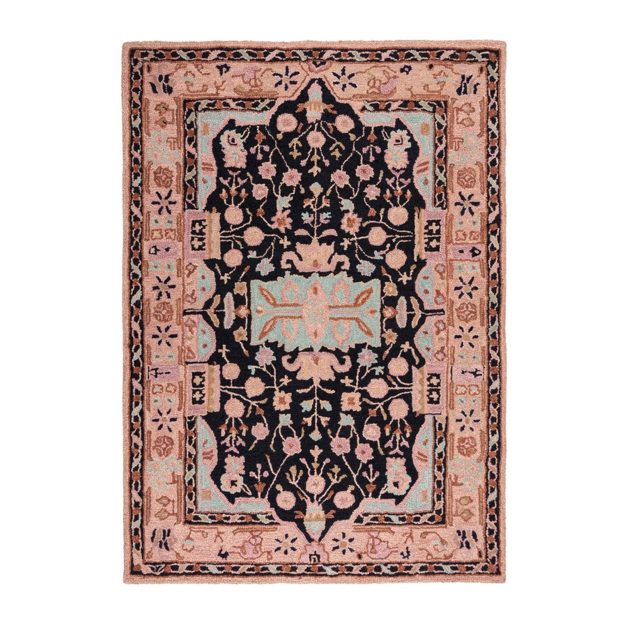 Flair Rugs Wollteppich Blossom in Schwarz-Rosa mit floralem Design, B/T: 120 x 170 cm - Bild 2