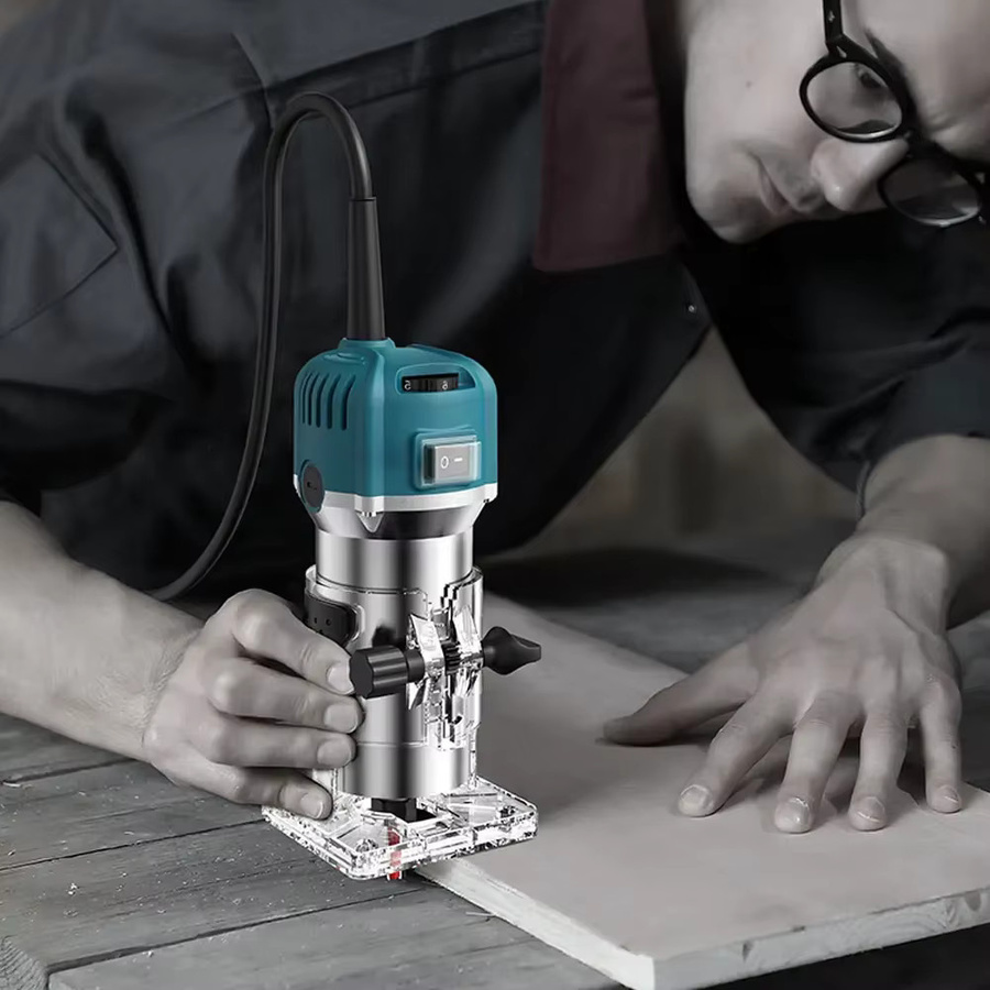 Elektrischer Holzbearbeitungs-Trimmer mit 800 W Leistung, 6 Geschwindigkeiten und 30.000 U/min, geeignet für 6,35 mm Fräser zur Gravur und für Holzarbeiten - Bild 2