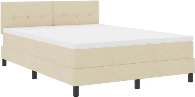vidaXL Boxspringbett mit Matratze und LED-Unterbettbeleuchtung in Beige, B/T/H: 140 x 190 cm - Bild 1