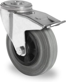 CASCOO Rückenlochlenkrolle Serie P4R2 mit Totalfeststeller, Durchmesser: 125 mm, aus verzinktem Stahl - Bild 1