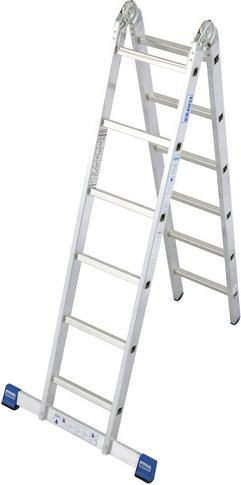 Krause Doppelleiter STABILO aus Aluminium, silberfarben, 12 Sprossen - Bild 1