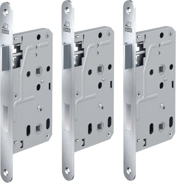 BASI Zimmertürschloss ES 929 BAD DIN Rechts/Links Rundstulp 20 mm Edelstahl Silber 3er Set - Bild 1