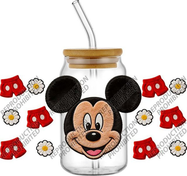 Funko Cartoon-Maus UV DTF Transferaufkleber für 16oz Becher, Mehrfarbig - Bild 1