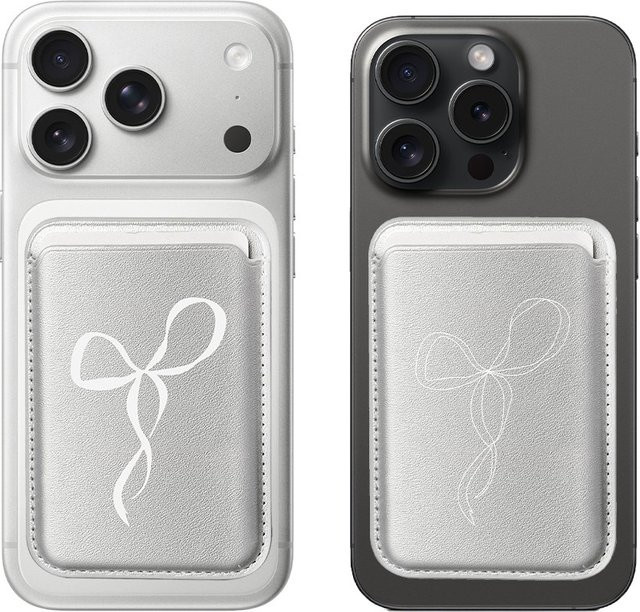 Magnetischer Kartenhalter mit Schleifenmuster in Silber für iPhone 17, iPhone 16 Pro Max, Samsung Galaxy S26 und Samsung Galaxy S23 Ultra als MagSafe Wallet Cover - Bild 1