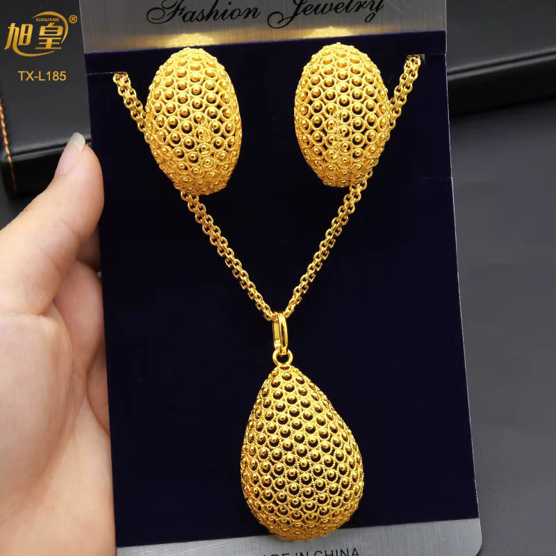 XUHUANG Schmuck-Set, Kupfer, Gold, Damen - Bild 4