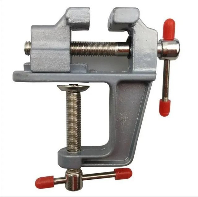 Mini-Flachzangen-Schreibtischklemme aus Metall in Rot und Silber für Schreibwaren, Nuklearbearbeitung und Schnitzarbeiten - Bild 1