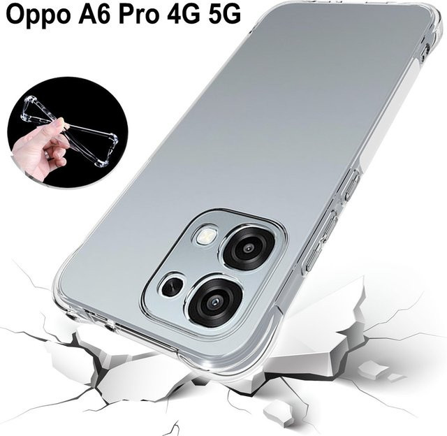 Stoßfeste Silikon-Handyhülle mit Airbag-Schutz für Oppo A6 Pro 5G CPH2781 und Oppo A6 Pro 4G CPH2799, transparent - Bild 1