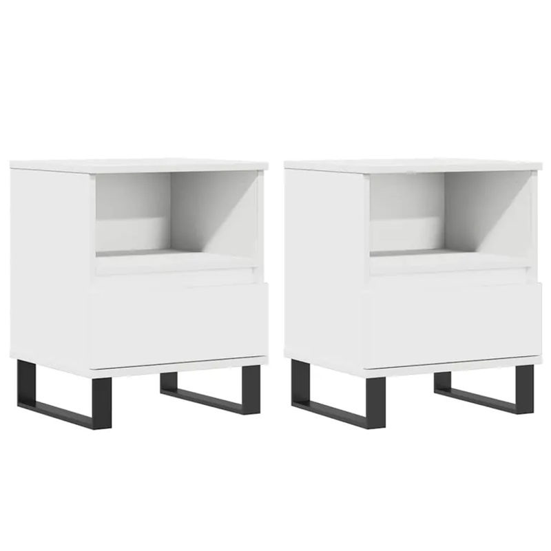 Vidaxl Nachttische im 2er-Set, Weiß, Modernes Design aus Holzwerkstoff und Metall, B/T/H: 40 x 35 x 50 cm - Bild 6