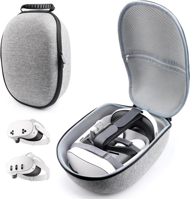 HUADAI Design Tragetasche für Meta Quest 3S, Meta Quest 3 und Meta Quest 2 in Grau - Bild 1