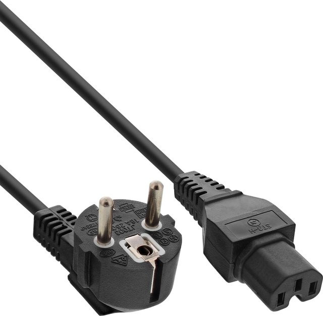 InLine 25er Bulk-Pack Netzkabel C15 auf Schutzkontakt, gewinkelt, Schwarz, Länge: 1,8 m - Bild 1