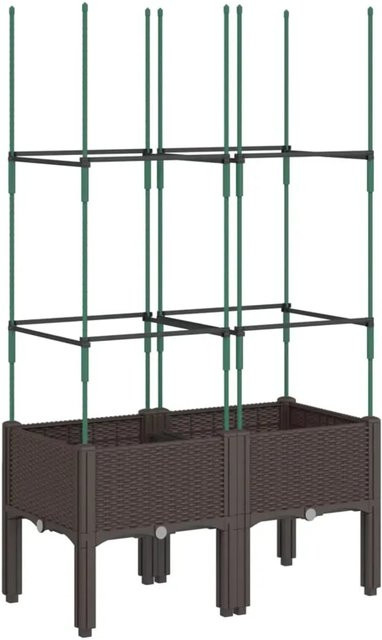 vidaXL Pflanzkübel mit Rankgitter in Braun aus Kunststoff, B/T/H: 80 x 40 x 142,5 cm - Bild 1