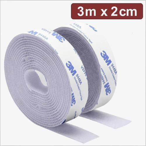 Quadrios 24CA323 Klettband zum Aufkleben mit Haft- und Flauschteil, Weiß, Länge: 3 m, Breite: 2 cm - Bild 1