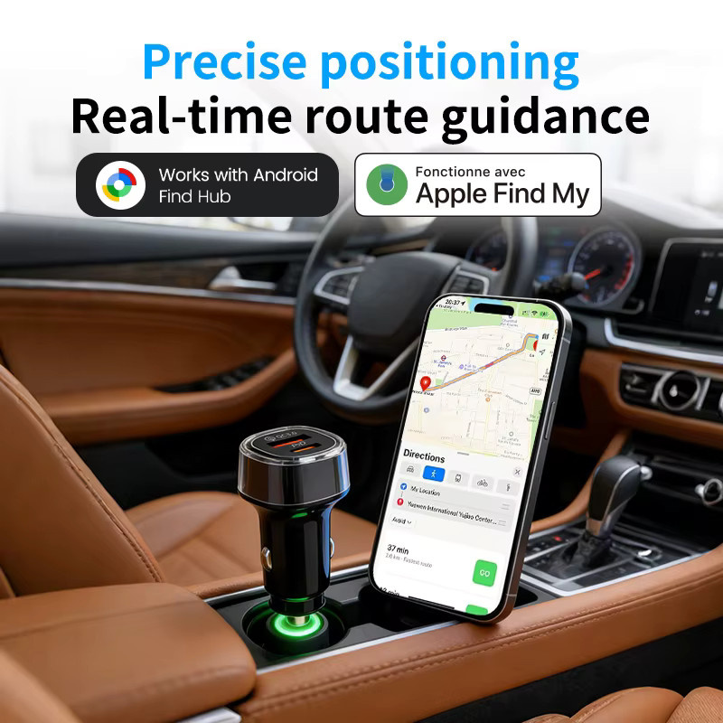 Peocke Auto-Handy-Ladegerät mit USB-C 30W Schnellladegerät und GPS-Ortungsfunktion für iOS und Android, Schwarz - Bild 2