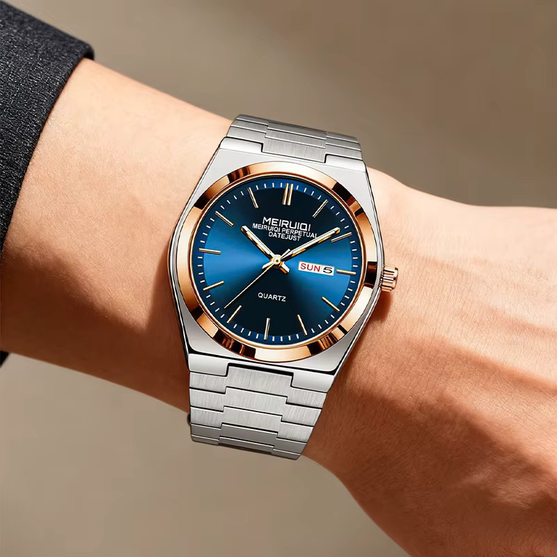 MEIRUIQI Armbanduhr Quarz, Edelstahl, Roségold, Datum, Herren - Bild 2