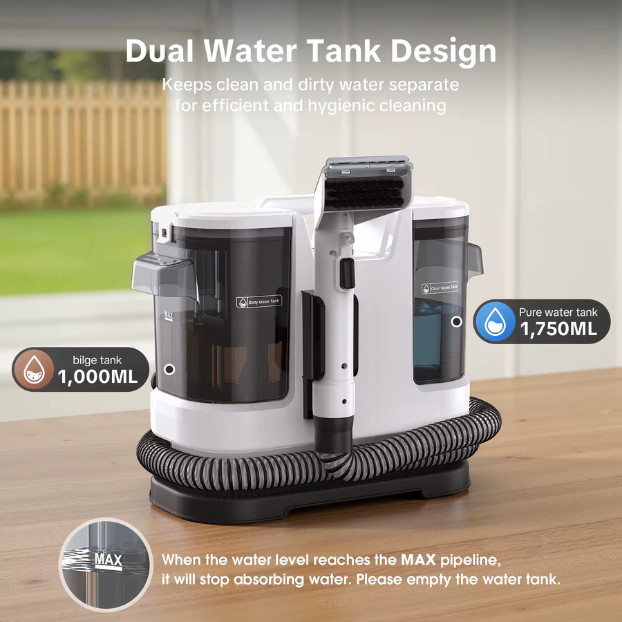 Lubluelu V8 Heißwasser-Teppichreiniger in Weiß mit 800 W Leistung, 1,75 l Tank und 15 kPa Saugkraft für Tiefenreinigung von Tierflecken - Bild 4