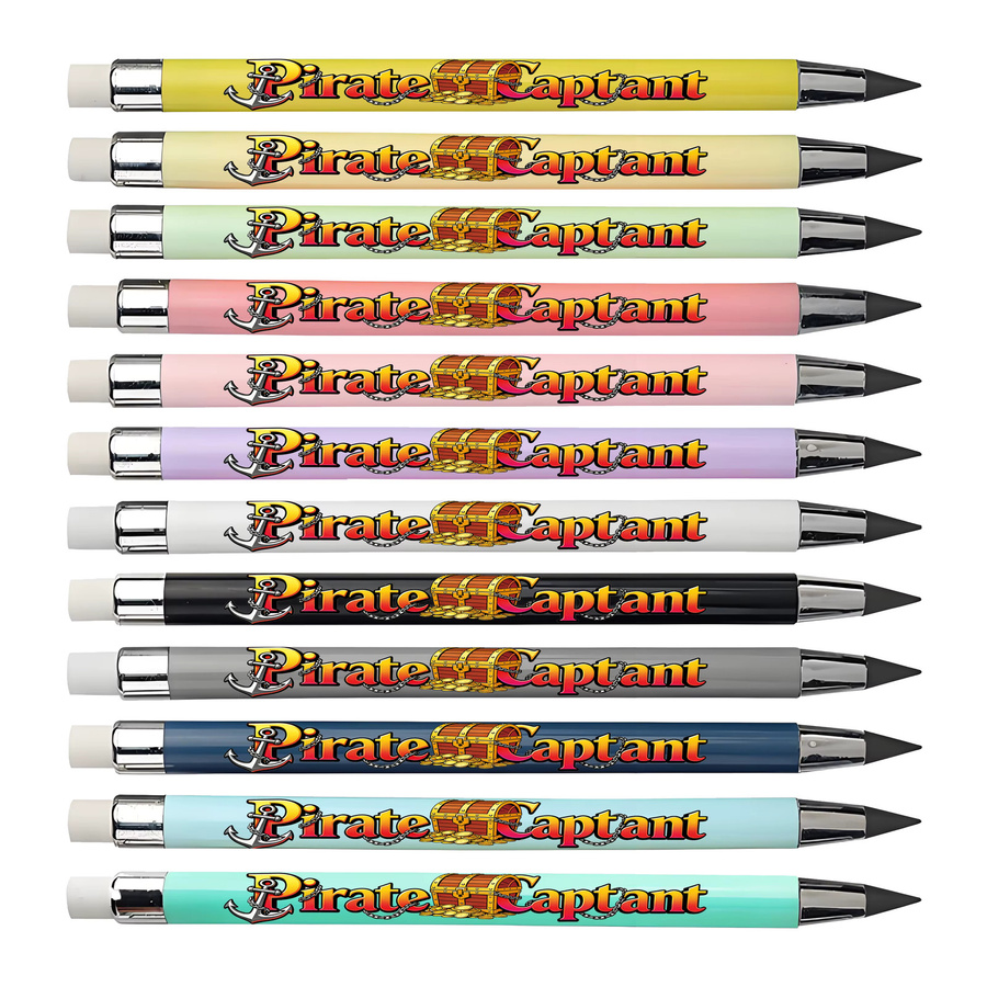 Eternal Pencil Schreibstifte mit Piratenthema, 12 Stück, Schwarz, unendliche Bleistifte ohne Anspitzen für Studenten - Bild 2