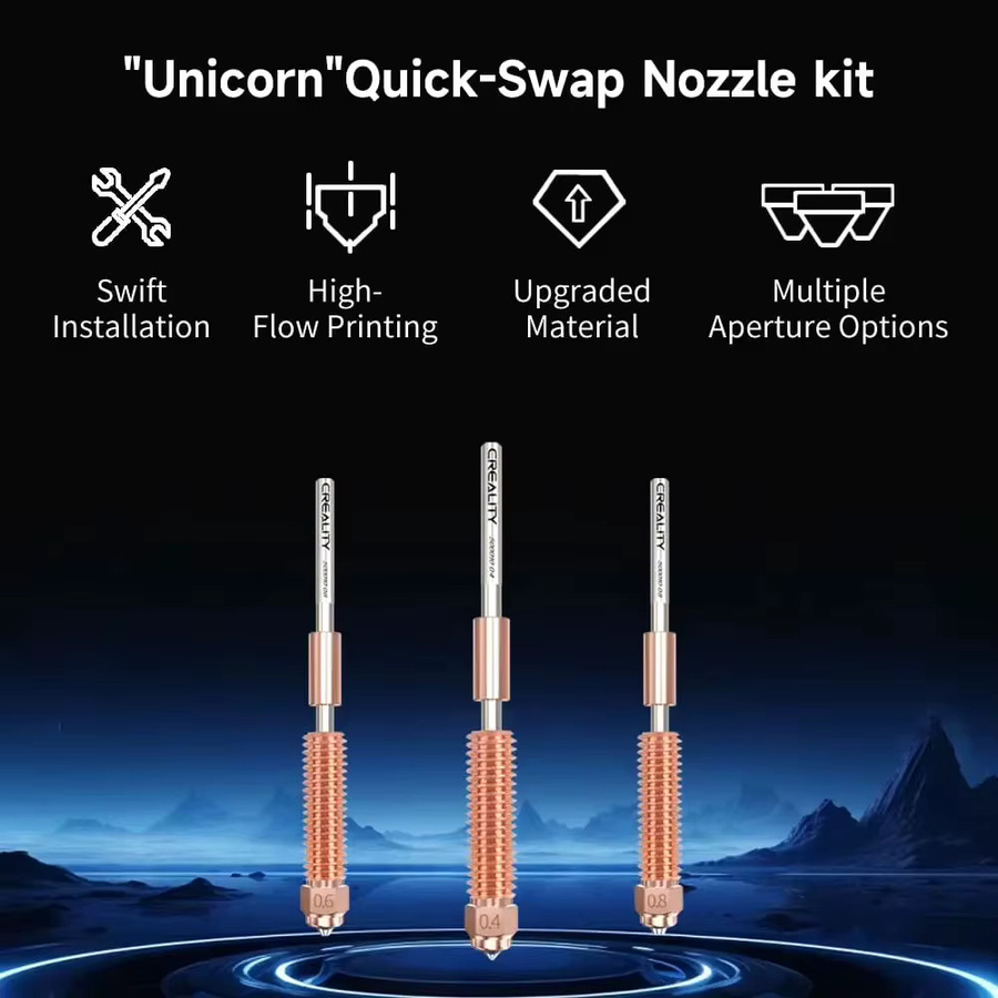 Creality Unicorn Schnellwechsel-Düsen-Set in Silber für K1 Max, K1C und Ender-3 V3 für High-Flow-Druck-Upgrades - Bild 3