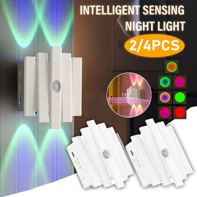 GHUSTAR Intelligentes Induktions-Sonnenuntergangslicht mit 7 Farben, dimmbares RGB-LED-Nachtlicht, magnetisch und USB-betrieben, weiß - Bild 1