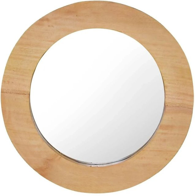 Runder Wandspiegel aus Teak-Massivholz von vidaXL in Braun, Durchmesser: 40 cm - Bild 1