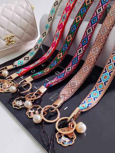 Retro Handy Halskette Lanyard mit abnehmbarem Anhänger und Schlüsselanhänger in Gelb - Bild 1