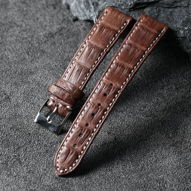 Raystray Uhrenarmband Krokodilleder, braun, Bambusmuster, Unisex - Bild 1