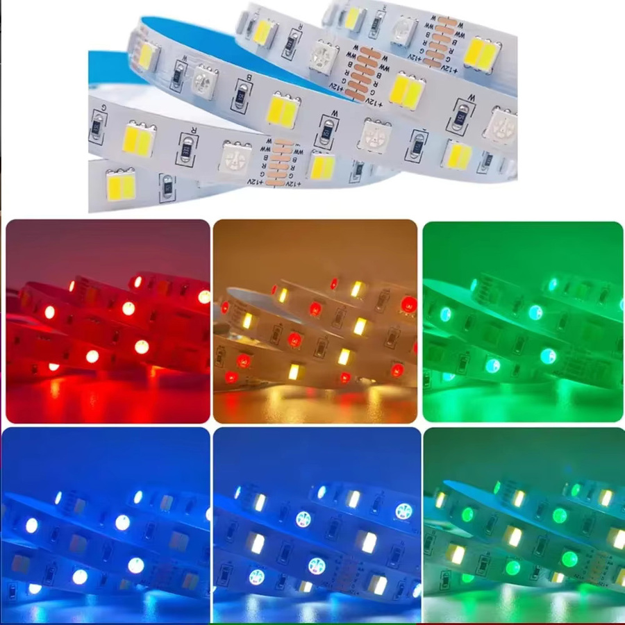 YSRSAI RGBCCT LED-Lichtleiste DC12V mit SMD5050 und 2835 Chips, flexible RGBW+CW Beleuchtung in Multicolour, Breite: 12 mm - Bild 4