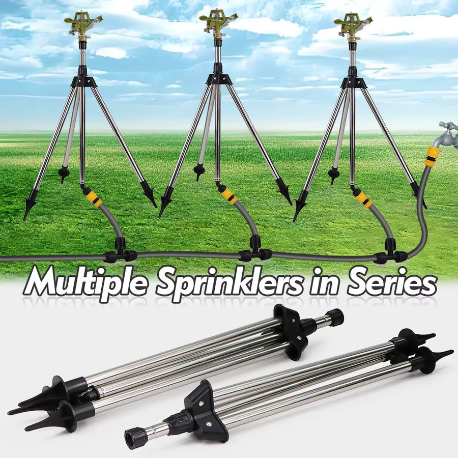 MUCIAKIE Bewässerungssprinkler aus Edelstahl mit verstellbarem Stativ in Silber, 1/2 Zoll - Bild 3