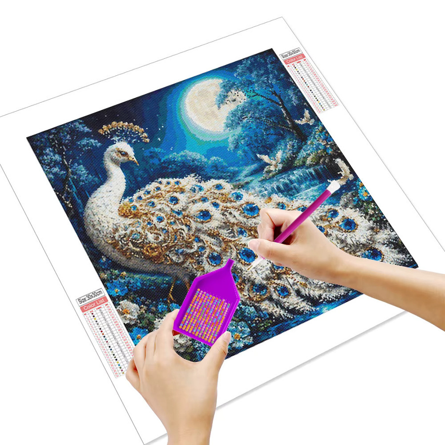 Huacan 5D-DIY-Diamantmalerei-Set Pfau mit Strass-Dekoration, Multicolor, B/H: 20 x 20 cm - Bild 3