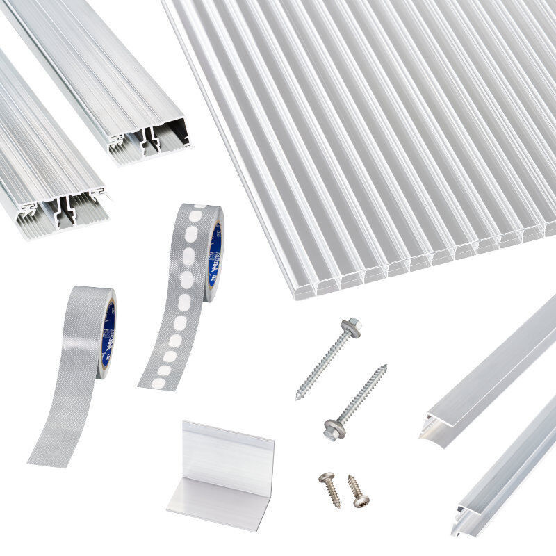 Scobalit Terrassendach-Set mit 16 mm Polycarbonat Stegplatten in Transparent und Alu Verlegeprofilen - Bild 1