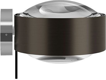 Top Light Puk! 120 Wall Avantgarde LED-Wandleuchte in Black Wood und Chrom mit transparenter Glaslinse, Warmweiß 2700K - Bild 1