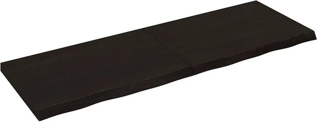 vidaXL Wandregal aus Massivholz Eiche in Dunkelbraun, B: 180 cm, T: 60 cm, H: 2-6 cm - Bild 1