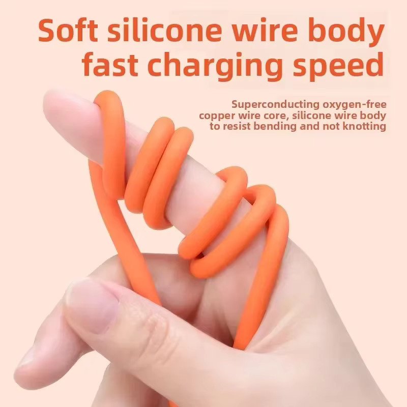 Multifunktionales 3-in-1 Schnellladekabel mit 120 W Leistung, Länge: 1,2 m, Farbe: Orange, geeignet für iPhone, Android, Huawei, Tablet und Laptop - Bild 4