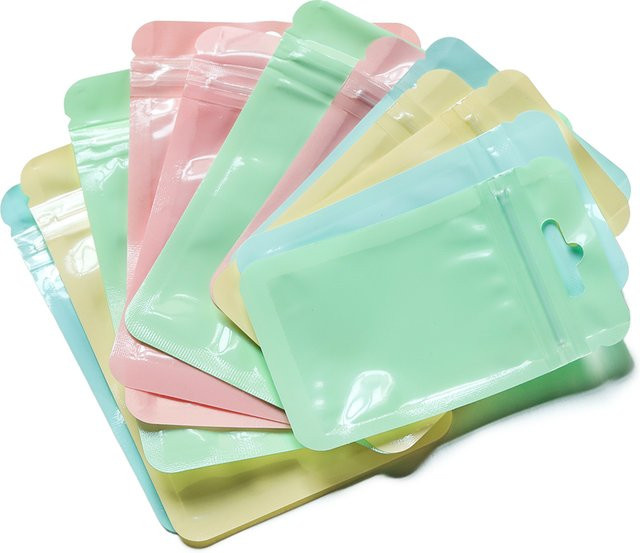 AGCFABS Schillernde Zip-Lock-Beutel aus Kunststoff in Macaron-Farben zur Aufbewahrung von Schmuck und Geschenken, Mehrfarbig - Bild 1