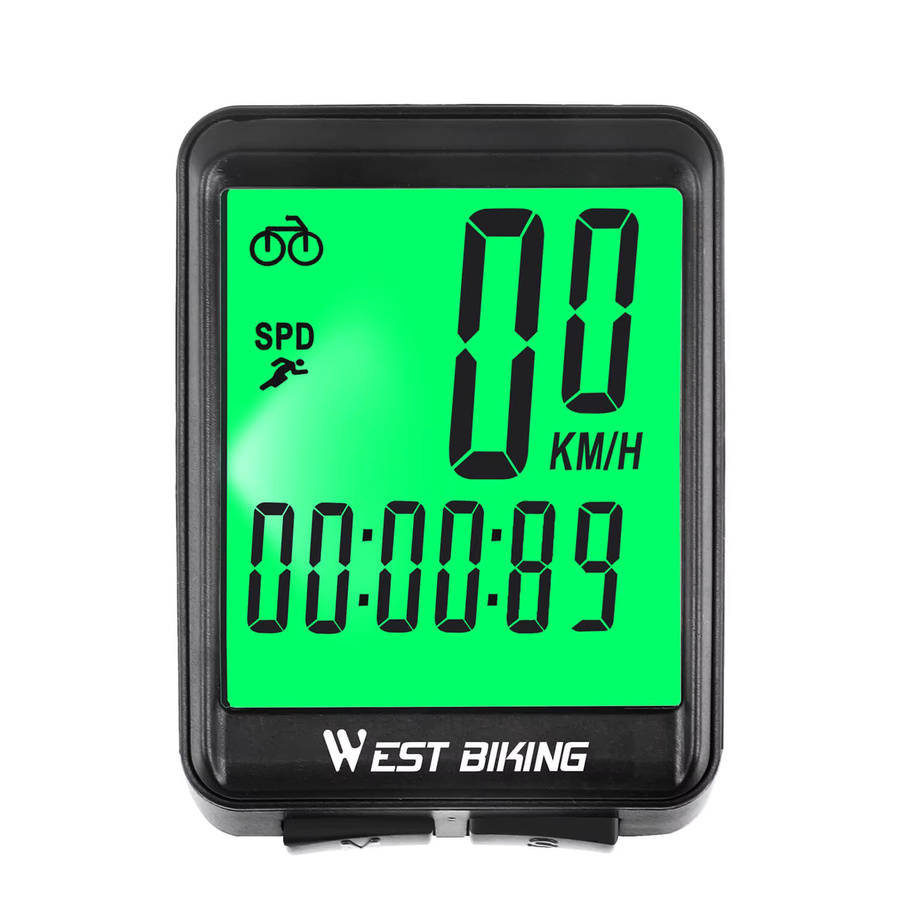 WEST BIKING Kabelloser Fahrrad-Fahrtcomputer mit Hintergrundbeleuchtung und LED-Geschwindigkeitsmesser in Schwarz - Bild 7