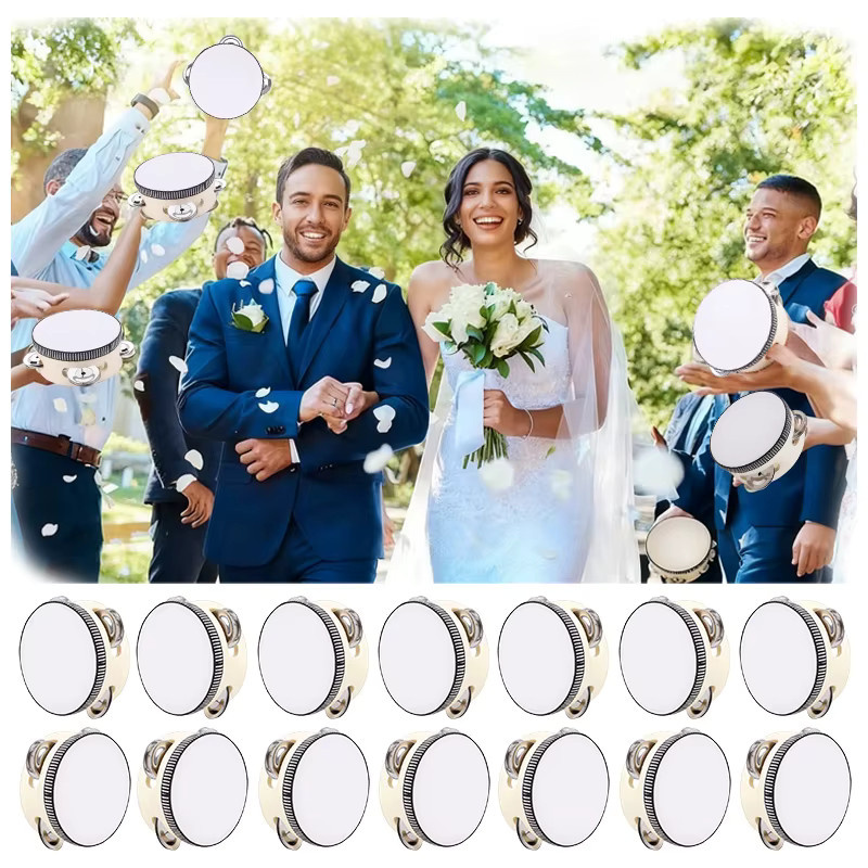 ZQNYCY Tamburin Hochzeitstrommel, 6-teiliges Set, Geräuschmacher Requisiten - Bild 4