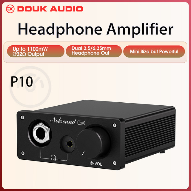 Douk Audio P10 Desktop-Kopfhörerverstärker Klasse A HiFi-Stereo-Verstärker in Schwarz mit 3,5 mm und 6,35 mm Anschluss - Bild 1
