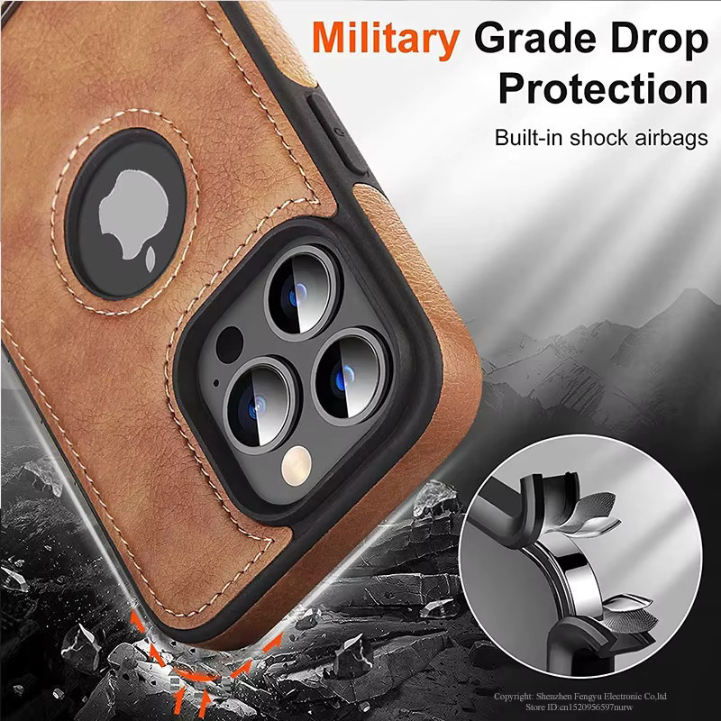 UYUXIO PU-Leder-Handyhülle mit integriertem Ständer für iPhone 11 bis iPhone 17 Pro Max in Braun - Bild 5