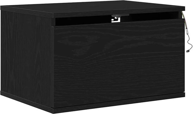 vidaXL Wandmontierter Nachtschrank mit Schubladen und integrierter Beleuchtung in Schwarz Eichen-Optik, B/T/H: 36 x 30 x 36 cm - Bild 1