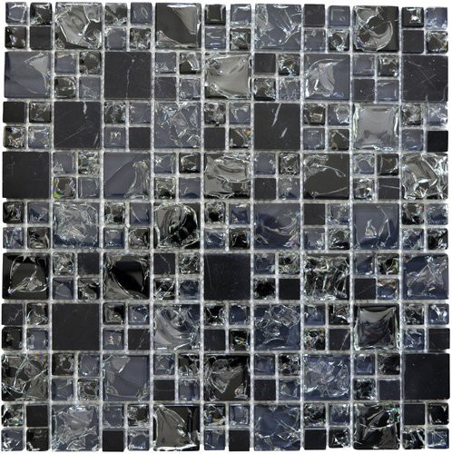 HuH Mosaik Mosaikfliese Ice Cube Wandbelag in Schwarz mit Steinoptik und Glaseffekt, B/H: 30,5 x 30,5 cm - Bild 1