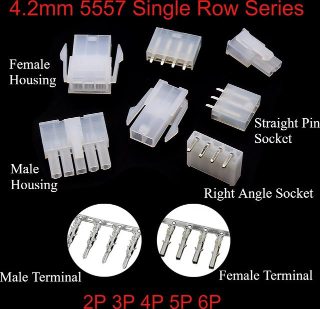 MOLEX Mini-Fit 5557/5559 Einreihige Gehäuse Terminal Set mit 4,2mm Pitch, Männlich und Weiblich, Gerade oder Gebogen, 10 Sets - Bild 1