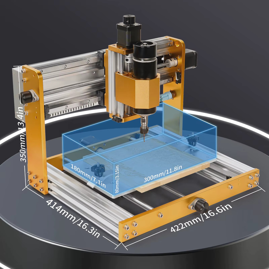 JEEL 3018 Pro Ultra CNC-Fräsmaschine 500W Vollmetall-Graviermaschine in Gold mit GRBL Offline, Endschalter und E-Stop für Metall, Holz, Acryl, PCB und MDF - Bild 3