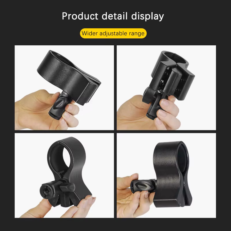 Universeller Mikrofon-Handclip mit 3/8 Adapter für Mikrofone von 3 bis 6 cm Durchmesser in Schwarz - Bild 3
