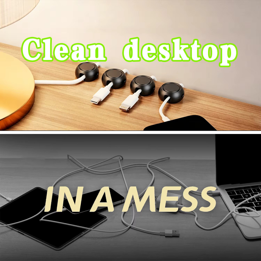 Dibaigou Magnetische Kabelclips Verstellbarer Kabelhalter Selbstklebender Organizer in Schwarz für Zuhause Büro Auto Wand und Schreibtisch - Bild 6