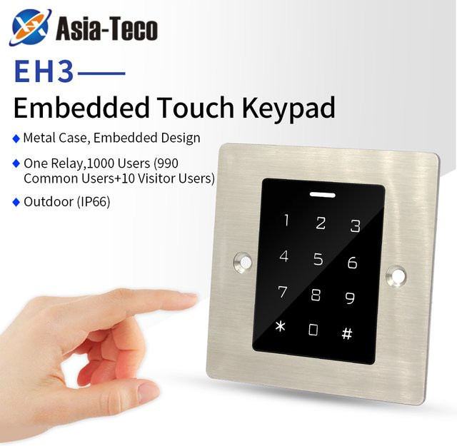 Asia-Teco Metall Zugangskontrollsystem-Kit in Silber mit wasserdichtem 125-kHz-RFID-Leser, 1000 Benutzer, Türöffner und Wiegand-Ausgang - Bild 1