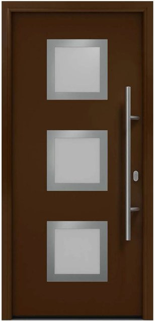 EcoStar Haustür Isopro IP 810S mit Glaseinsatz in Terrabraun, B: 110 cm, H: 210 cm, DIN Rechtsausführung - Bild 1