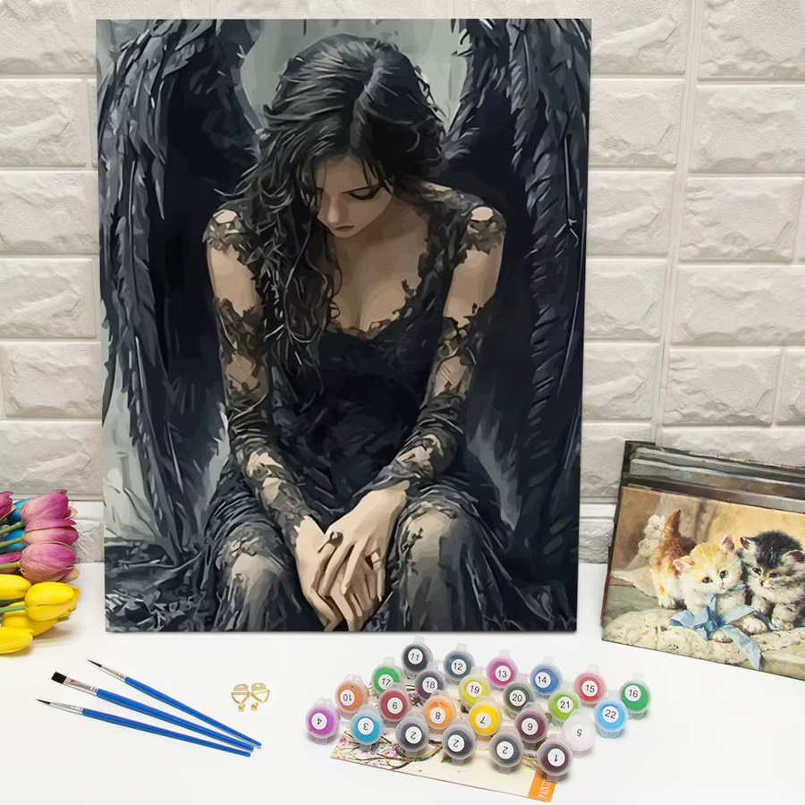 Huacan Malen nach Zahlen Set Moderne Kunst Frau mit Flügeln DIY Ölgemälde Multicolour - Bild 3